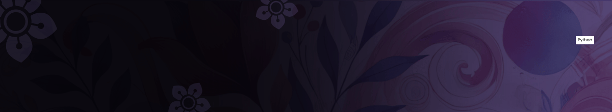 Decorative pyOpenSci header with purple botanical artwork and a small Python label