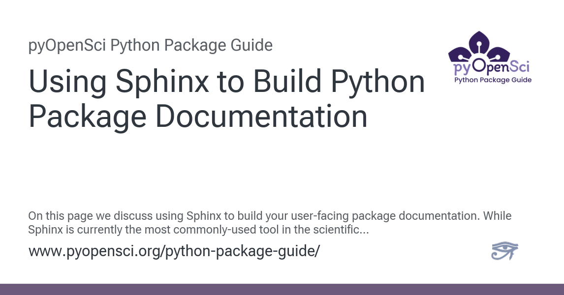 Using Sphinx To Build Python Package Documentation — Python Packaging Guide