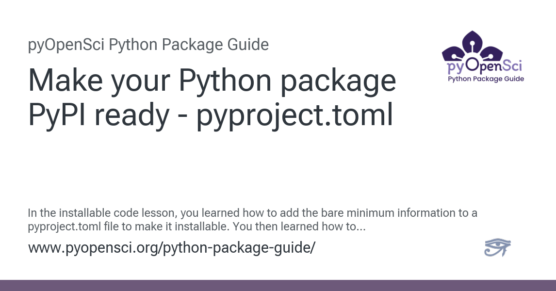 Make Your Python Package PyPI Ready - Pyproject.toml — Python Packaging ...